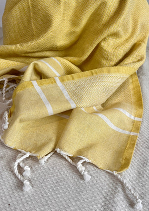 Fouta Toalla Compte Amarilla y Blanco 1mx2m