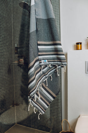 Fouta toalla Tradicional Es Codolar gris rayas 1mx2m