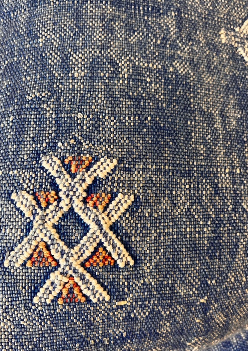 Cojín de seda de cactus azul