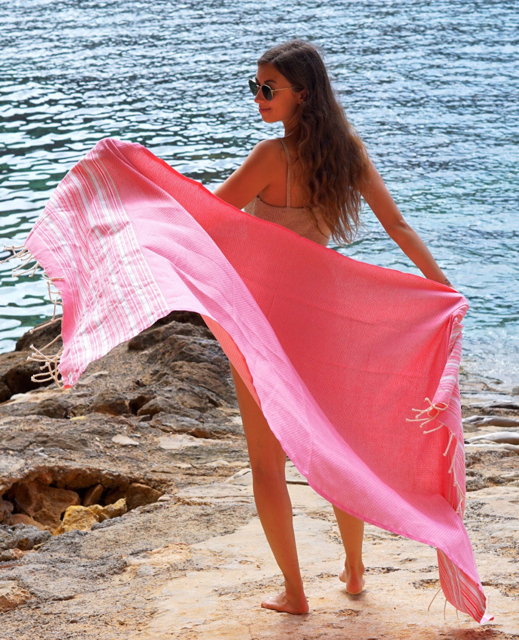 Fouta Toalla diamante Es Calò Lux rosa 1mx2m